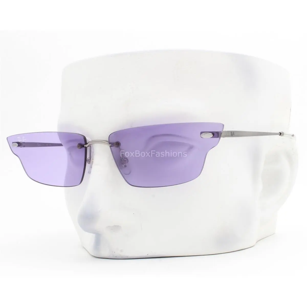 Ray-ban Anh Rimless Sunglasses RB 3731 004/1A Shiny Gunmetal Violet 63mm W/case by Ray-Ban