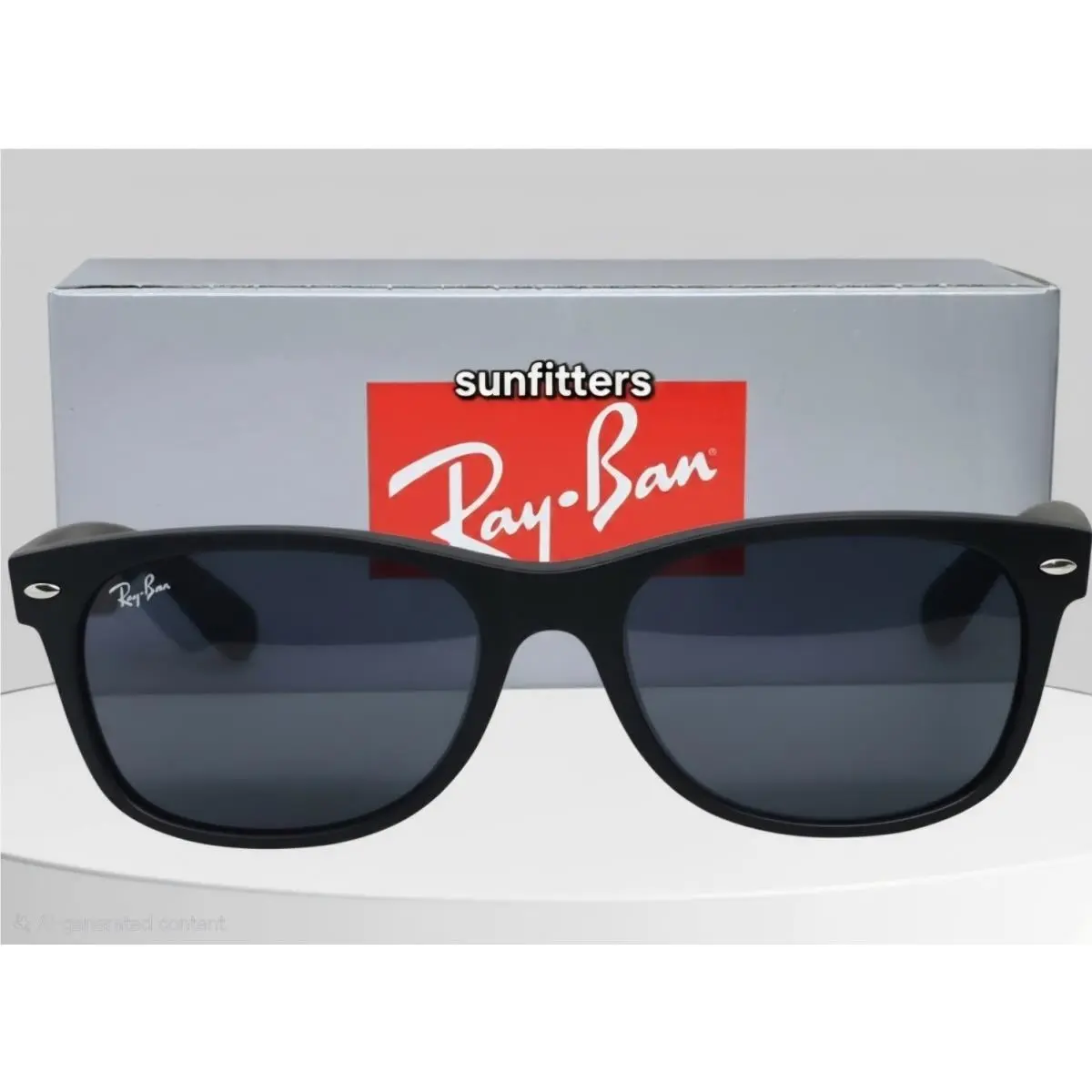 Ray-ban Ray Ban New Wayfarer Ray Ban Wayfarer Rubber Black/blue RB2132 622/R5 55 Sunglasses by Ray-Ban