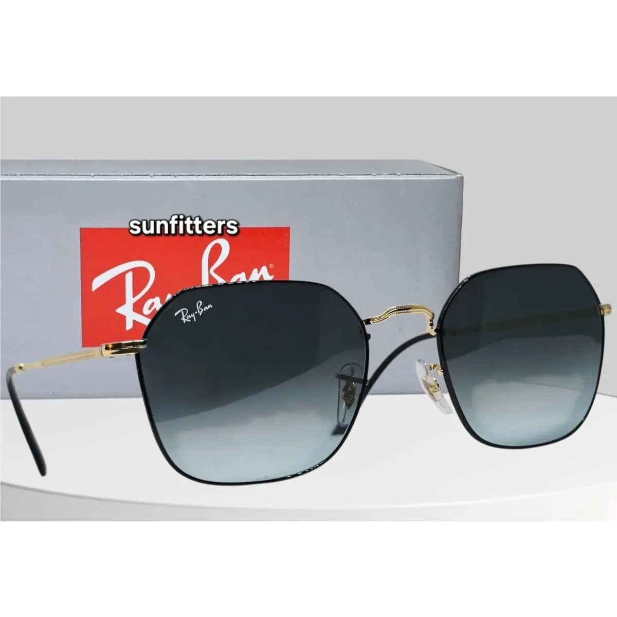 Ray Ban Jim Black on Gold/blue Gradient RB3694 9271GK 55 Sunglasses by Ray-Ban
