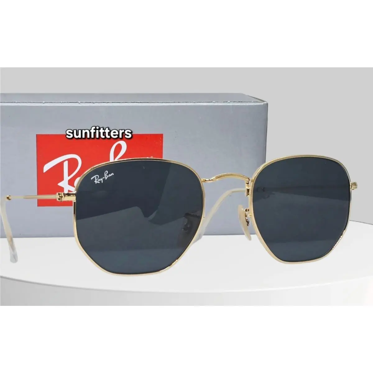 Ray Ban Hexagonal Arista Gold/blue RB3548N 001/R5 51 Sunglasses by Ray-Ban