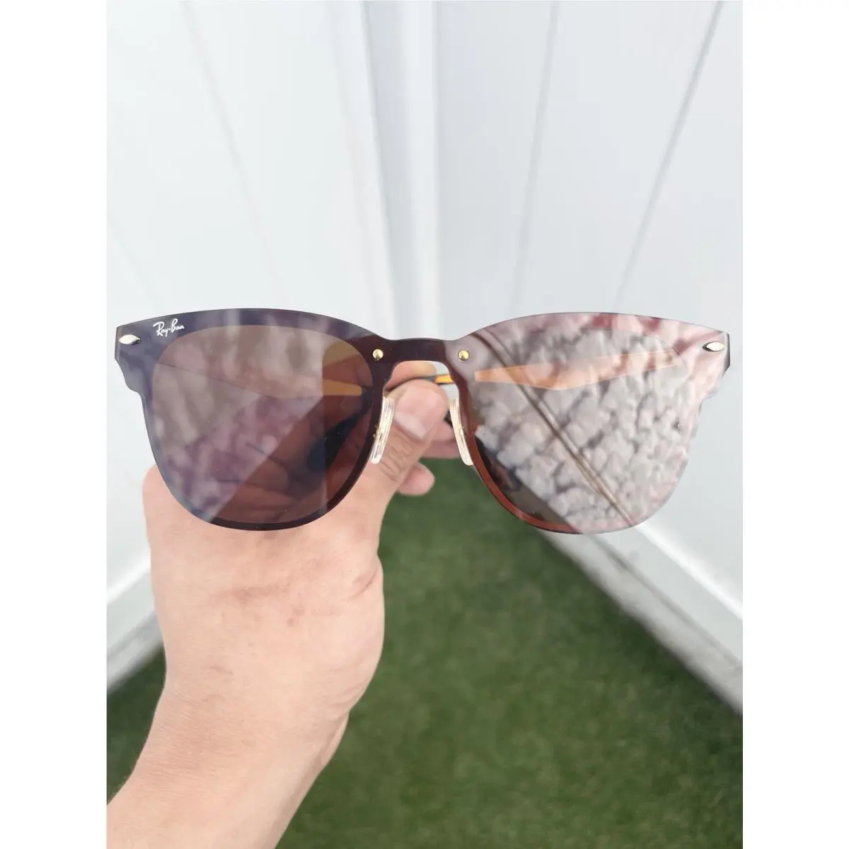 Ray Ban Blaze Clubmaster 3576N 3576 Gold Brown Lens by Ray-Ban