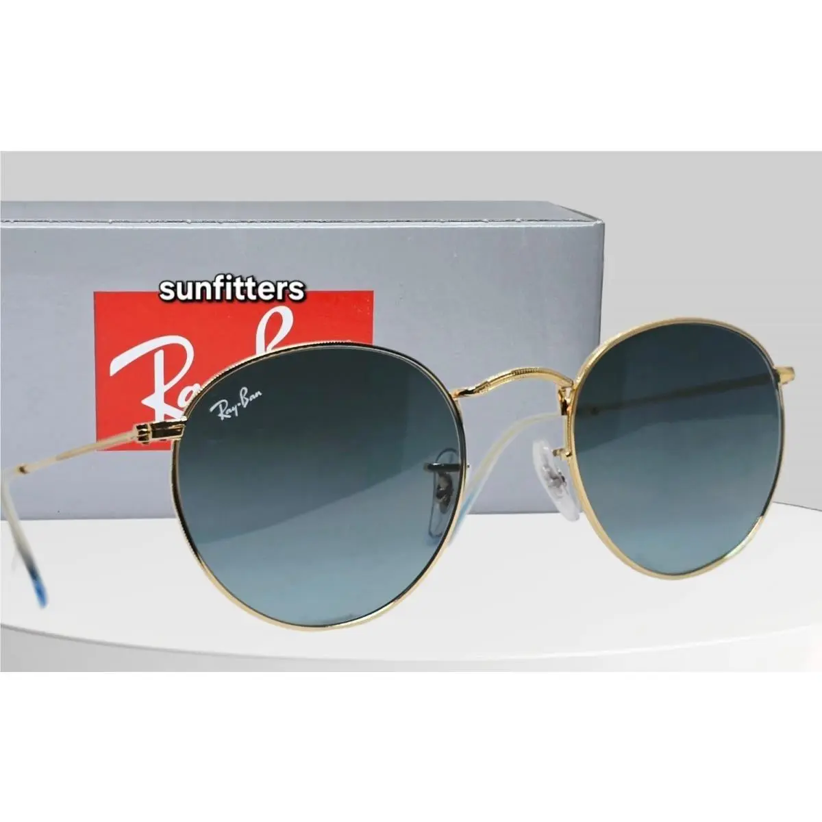 Ray Ban Round Metal Gold/blue Gradient RB3447 001/3M 50-21 Sunglasses by Ray-Ban