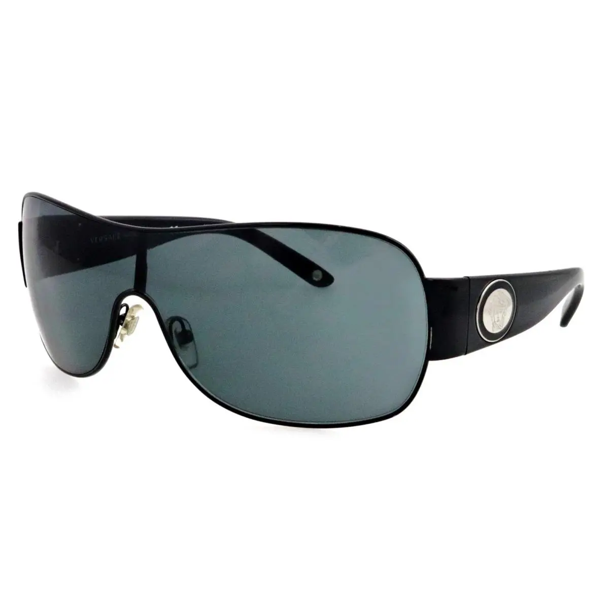 Versace VE 2101 1009/87 Black Shield Monolens Sunglasses Italy Unisex