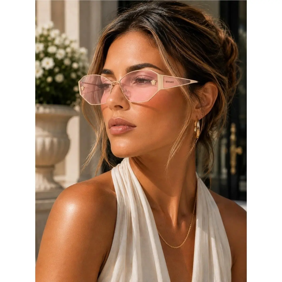 Versace VE2205 1252/5 Gold Pink Sunglasses 67-03-140 Italy