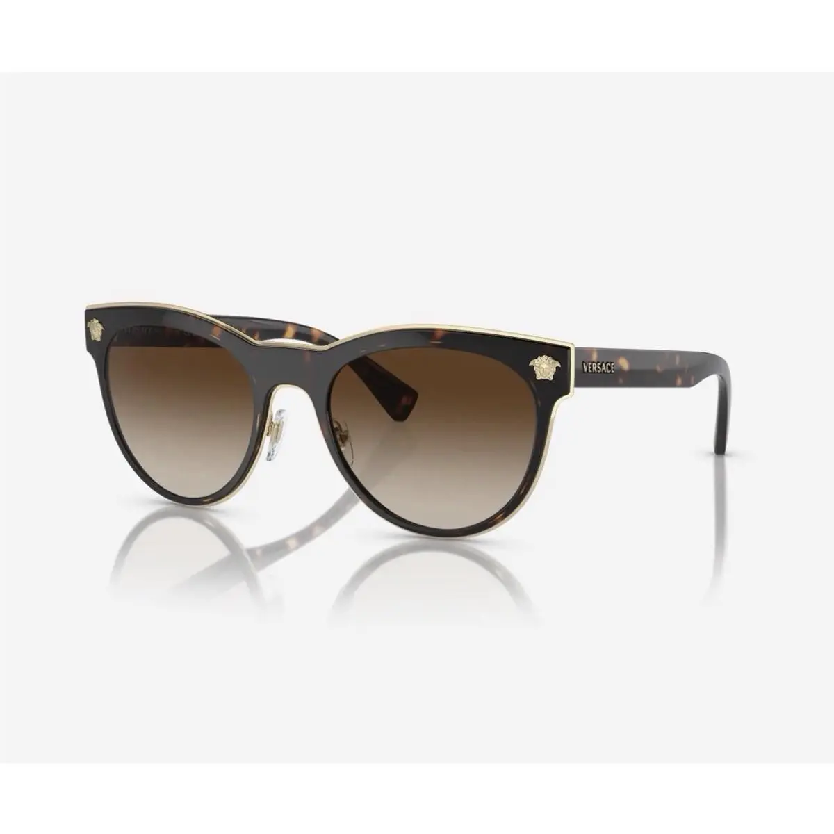 Real Versace VE2198 1252/13 Medusa Charm Dark Havana Pale Gold Sunglasses 54mm