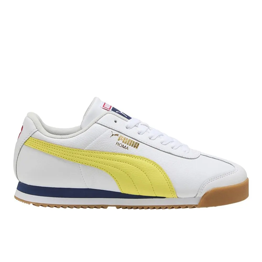 Puma Roma 24 Match Lace Up Mens White Yellow Sneakers Casual Shoes 40594302