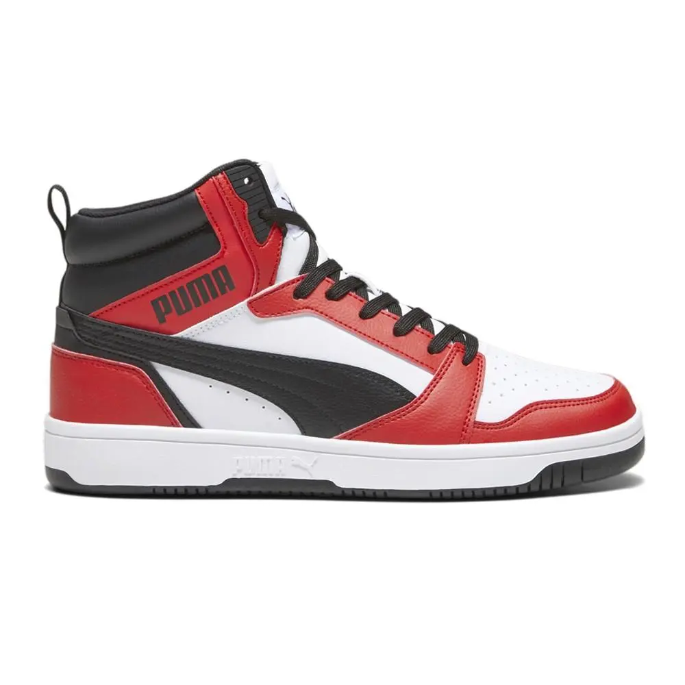 Rebound V6 Mid Lace Up Mens Black Red White Sneakers Casual Shoes 392326 by Puma