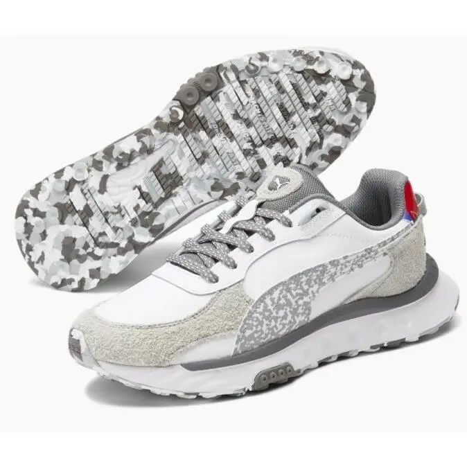 Wild Rider Low Mens Casual Sneakers White Quarry Grey 382913-01 by Puma