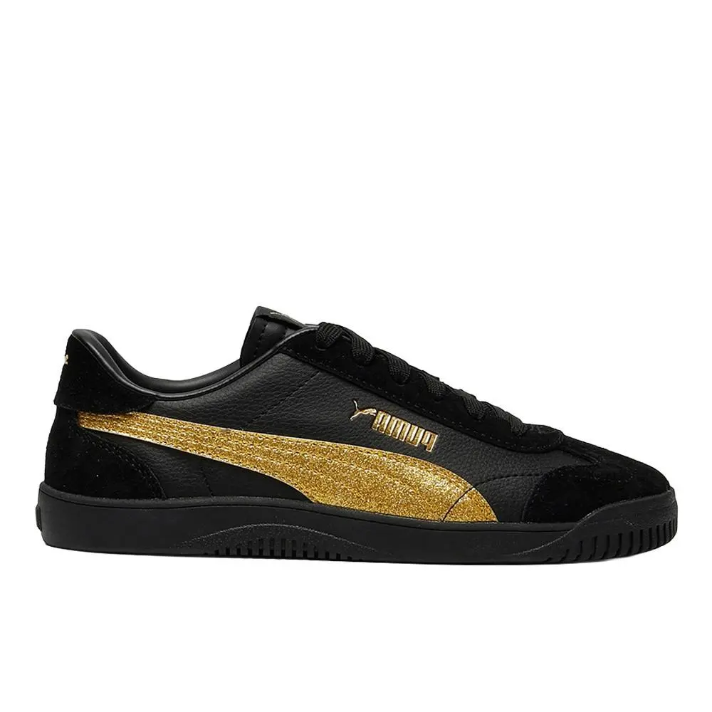 Puma Club 5V5 Glitter Lace Up Womens Black Sneakers Casual Shoes 40670601