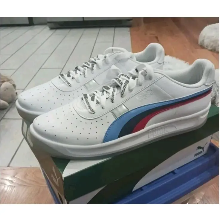 X Bmw Mms GV Special 306619-02 White Leather Men`s Athletic Shoes by Puma
