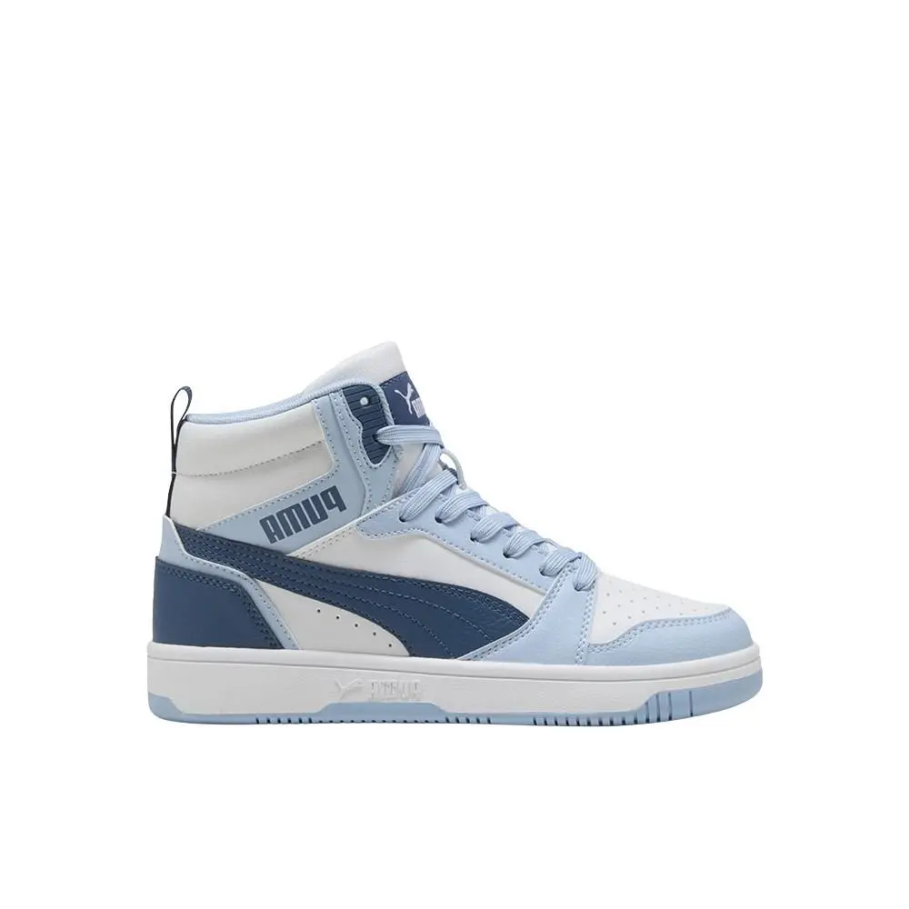 Puma Rebound V6 Mid High Top Youth Boys Blue White Sneakers Casual Shoes 39383