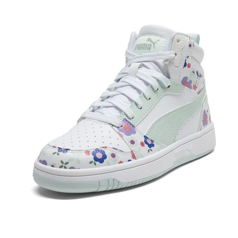 Puma shoes - PUMA Rebound V6 Mid Flower Garden  Youth - 40360301 - White 0