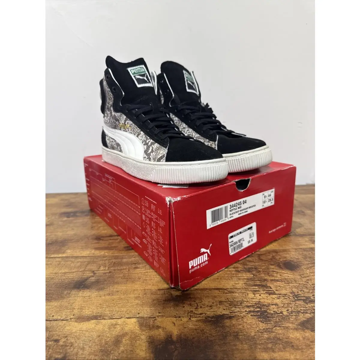 Reptile Mid Men’s 10.5 EU 44 Black Deep Mahogany Whisper 344245 04 by Puma