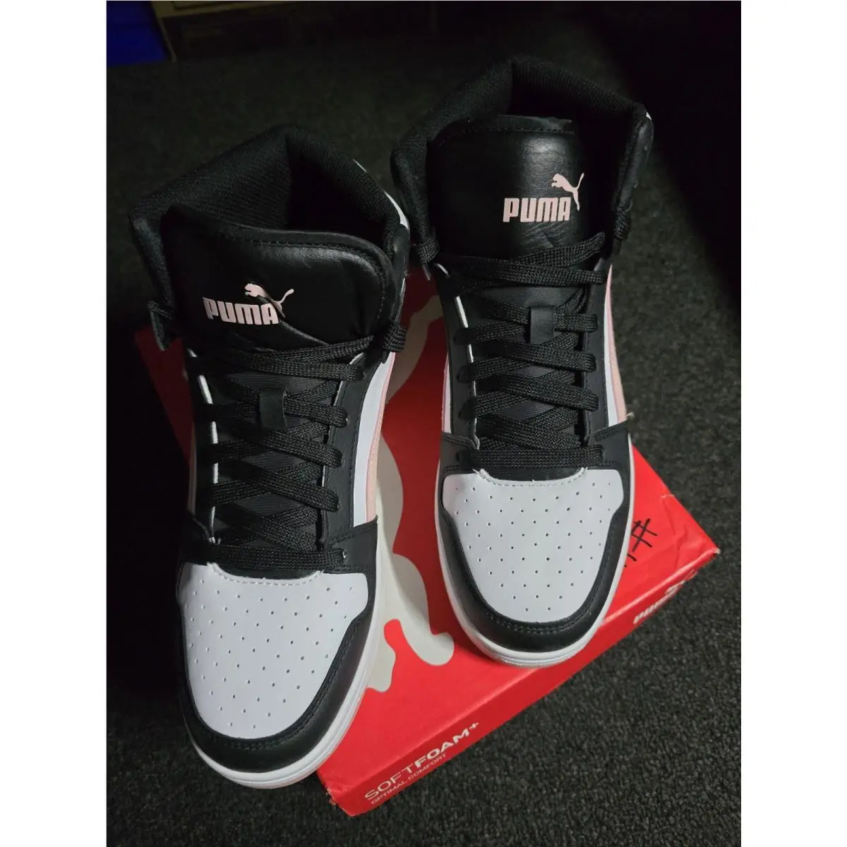 - Rebound Leyup SL High Top Sneaker US 10 Women- Black/white/pink by Puma