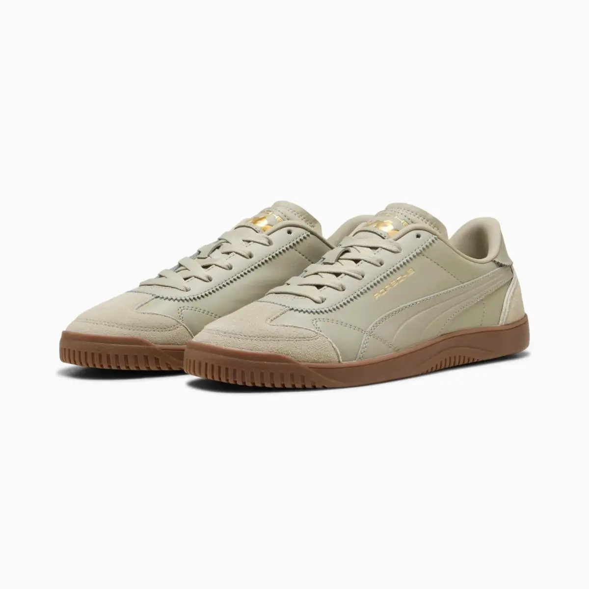 Puma Porsche Legacy X Club 5V5 Lux Lace Up Mens Beige Sneakers Shoes 8.5 US