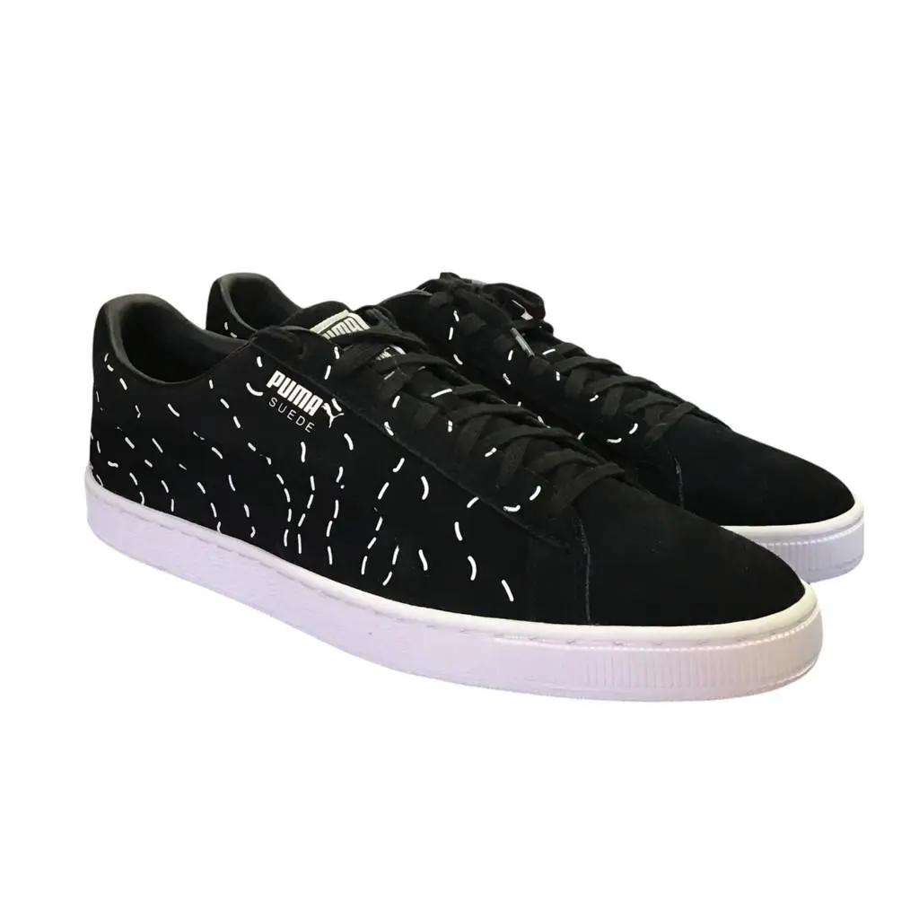 Puma Sneakers Mens 14 Black White Suede Lace Up Squiggle Shantell Mart