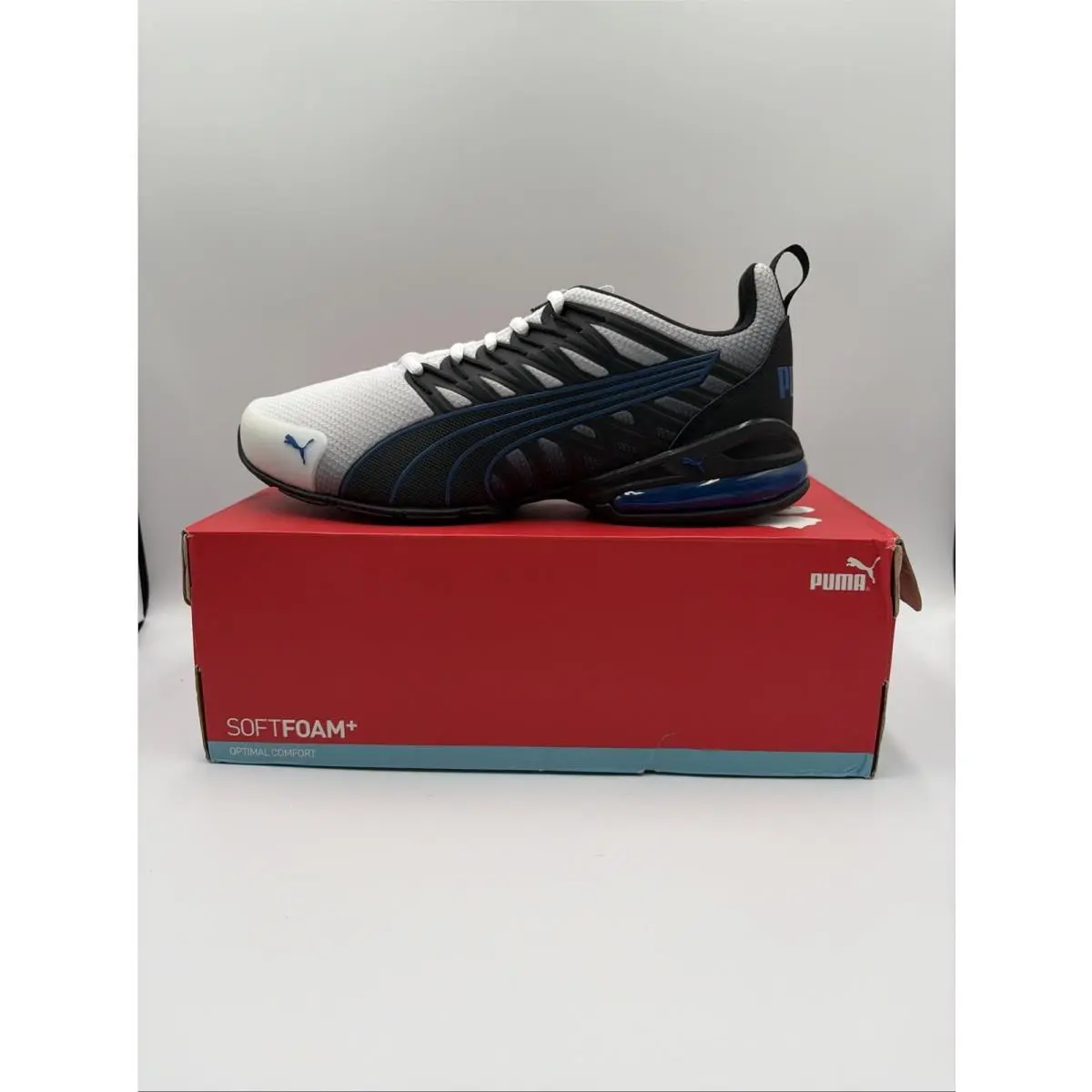 Mens Voltaic Evo Running Sneakers White Black Blue Size 9 by Puma