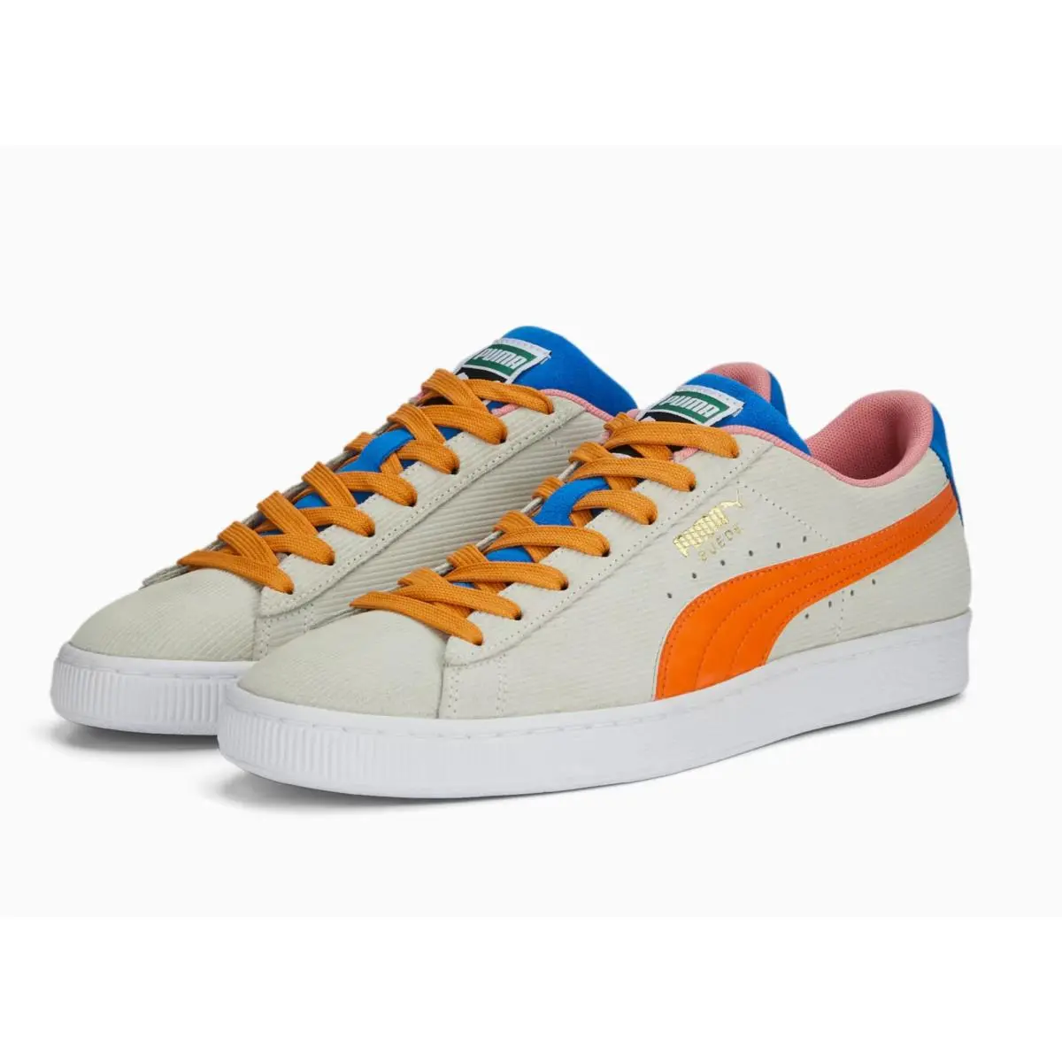 D3336 Mens Ivory/blue/orange Suede Cord Flat Sneakers Size 10 by Puma