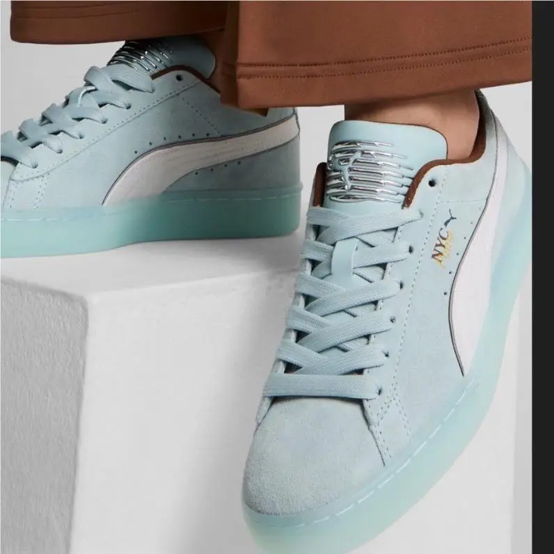 Suede Run Along Womens 6.5 Dew White Coffee Silver Nyc Sneakers 400842 01 by Puma