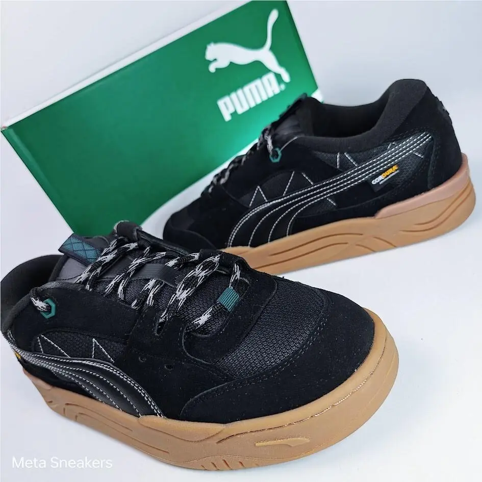 US 11.5 Men`s Black Gum Green Retro Comfort Durable Skate 180 Cordura by Puma