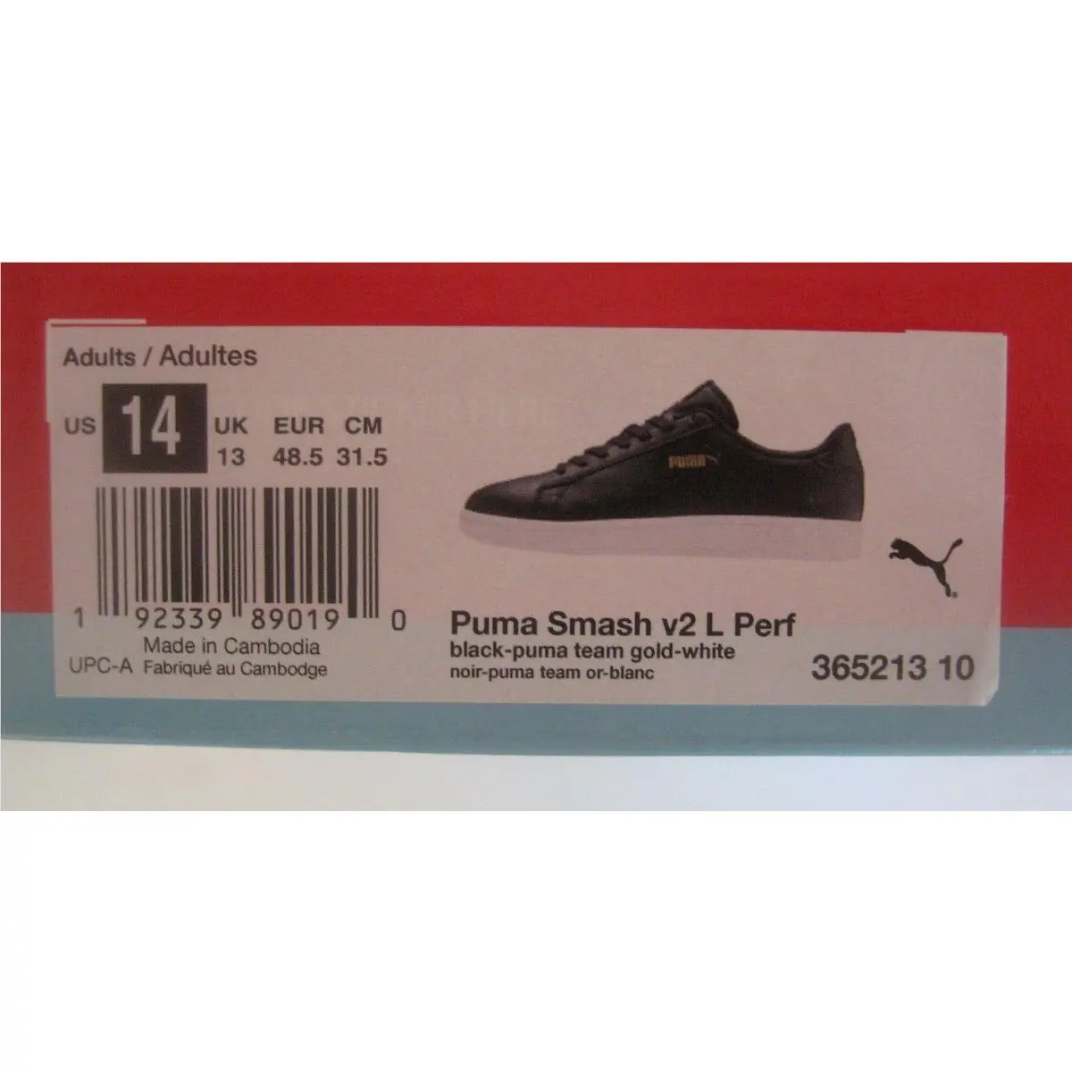 Mens Smash V2 365213-10 Black Casual Shoes Sneakers Size 14 by Puma