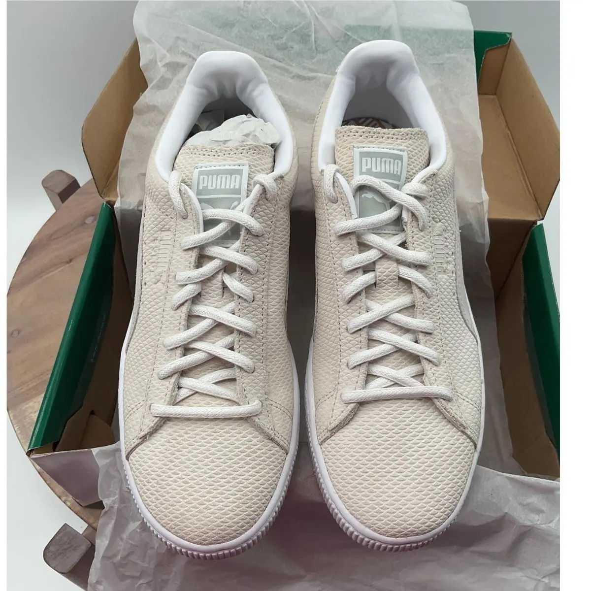 Suede Emboss Womens Sneakers Cream Off White Textured Low Top Trainers by Puma