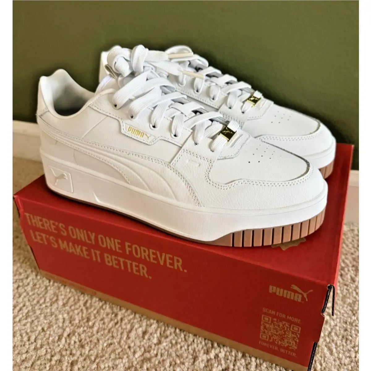 Carina Street Lux White Gold Women`s - 397487-01 - Size 9 Sneakers by Puma