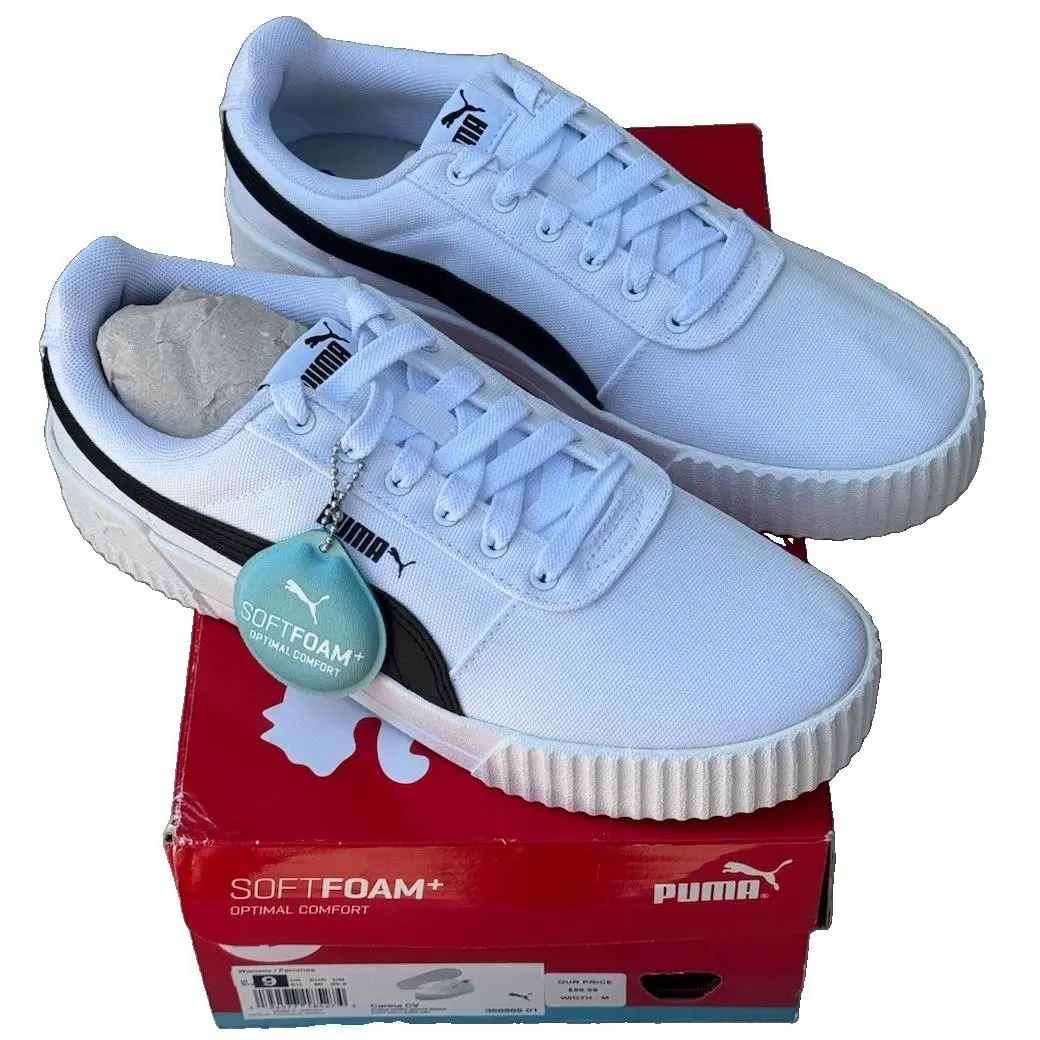 Puma Carina CV Women’s Low Top Lace-up Cushioned Canvas Sneakers 368669-01