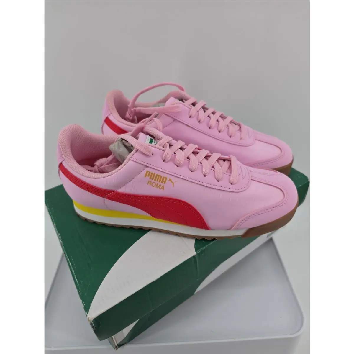 Roma Basic Summer JR Pink Lady Poppy Red Lace Up Sneakers Sz 6 C by Puma
