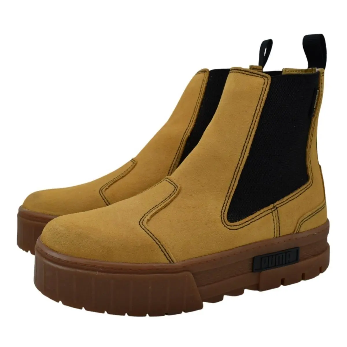 Puma Womens 7.5 Mayze Suede Brown Taffy Tan Platform Chelsea Boots Shoes