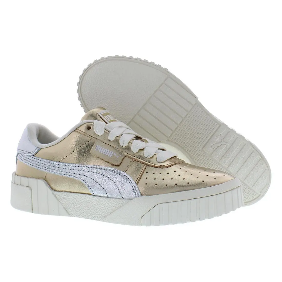 Cali Mixed Metals Leather GS Girls Shoes Size 4 Color: Gold/silver/black by Puma