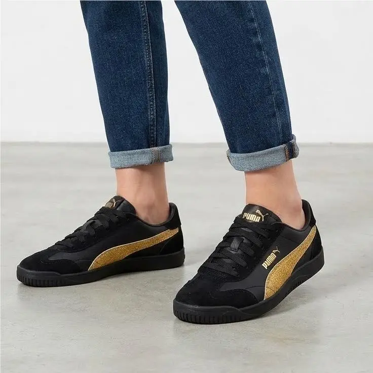 Club 5v5 Sparkle Womens Sneakers Shoes Black Gold Glitter 406706 01 Size 10 by Puma