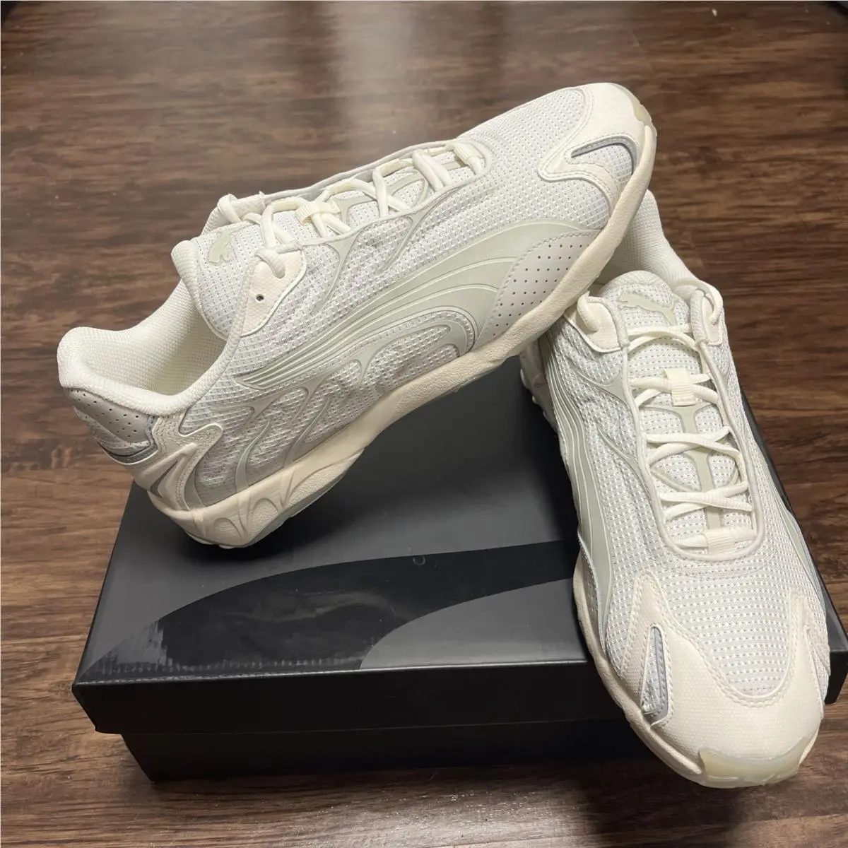 Inhale Reflective Men`s Size 12 Warm White Frosted Ivory Shoes 401779 01 by Puma
