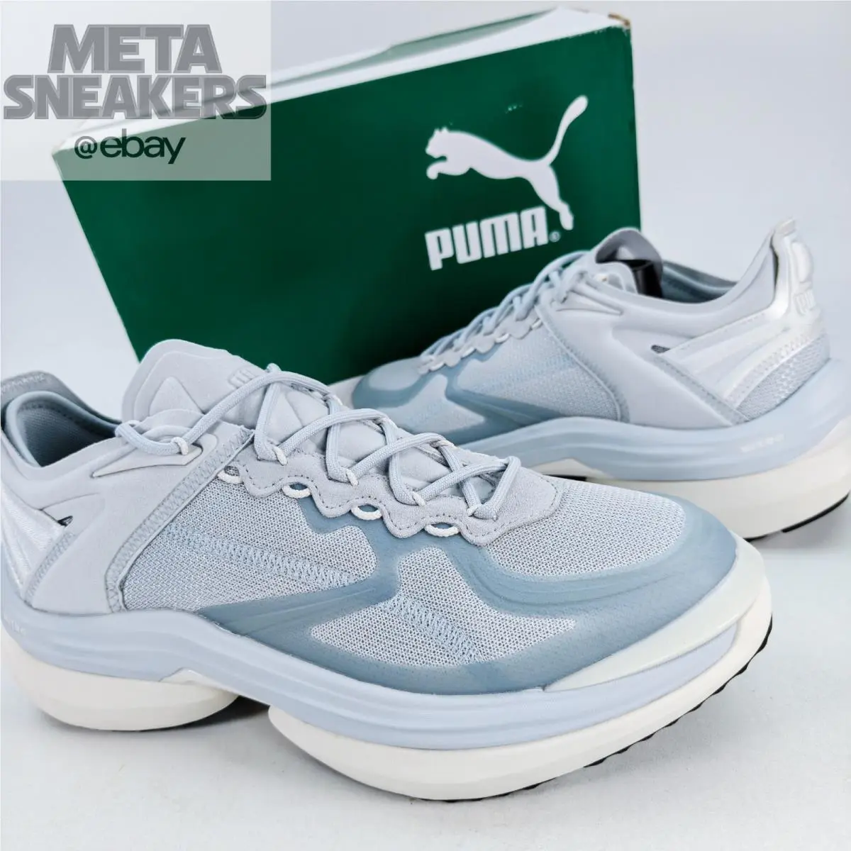 US 12 Men`s Grey White Comfort Rare Variant Nitro Sci Tech 387641 02 by Puma