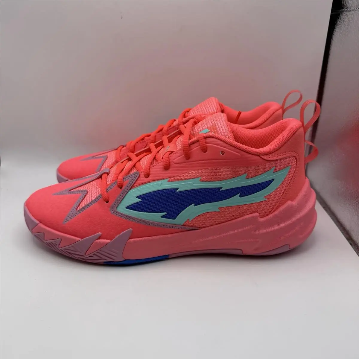 Scoot Zeros Sunset Glow Pink/blue Basketball Men`s Size 11 - 310415-02 by Puma
