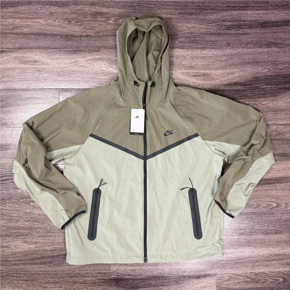 Tech Woven Jacket Mens Large Windrunner Full Zip Olive Green HM7151-321 by Nike