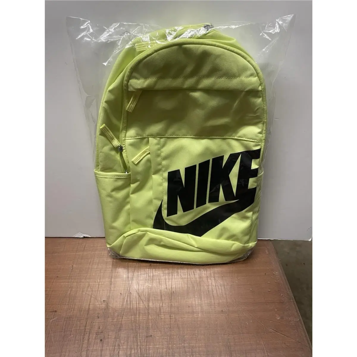 Nike Fluorescent Yellow Black Logo Backpack Zipper