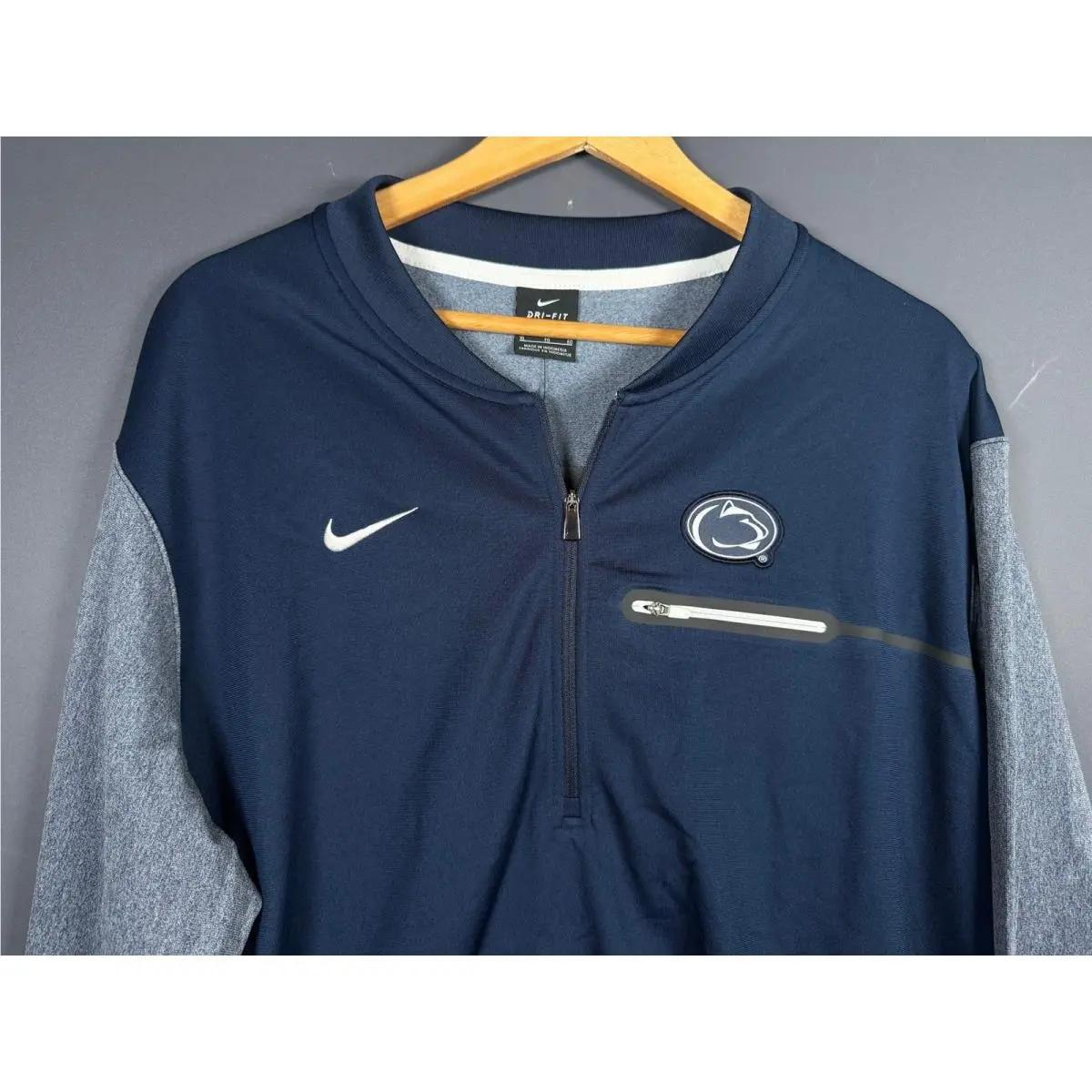 Penn State Nittany Lions Mens XL Dri-fit Quarter Zip Pullover Navy Gray by Nike