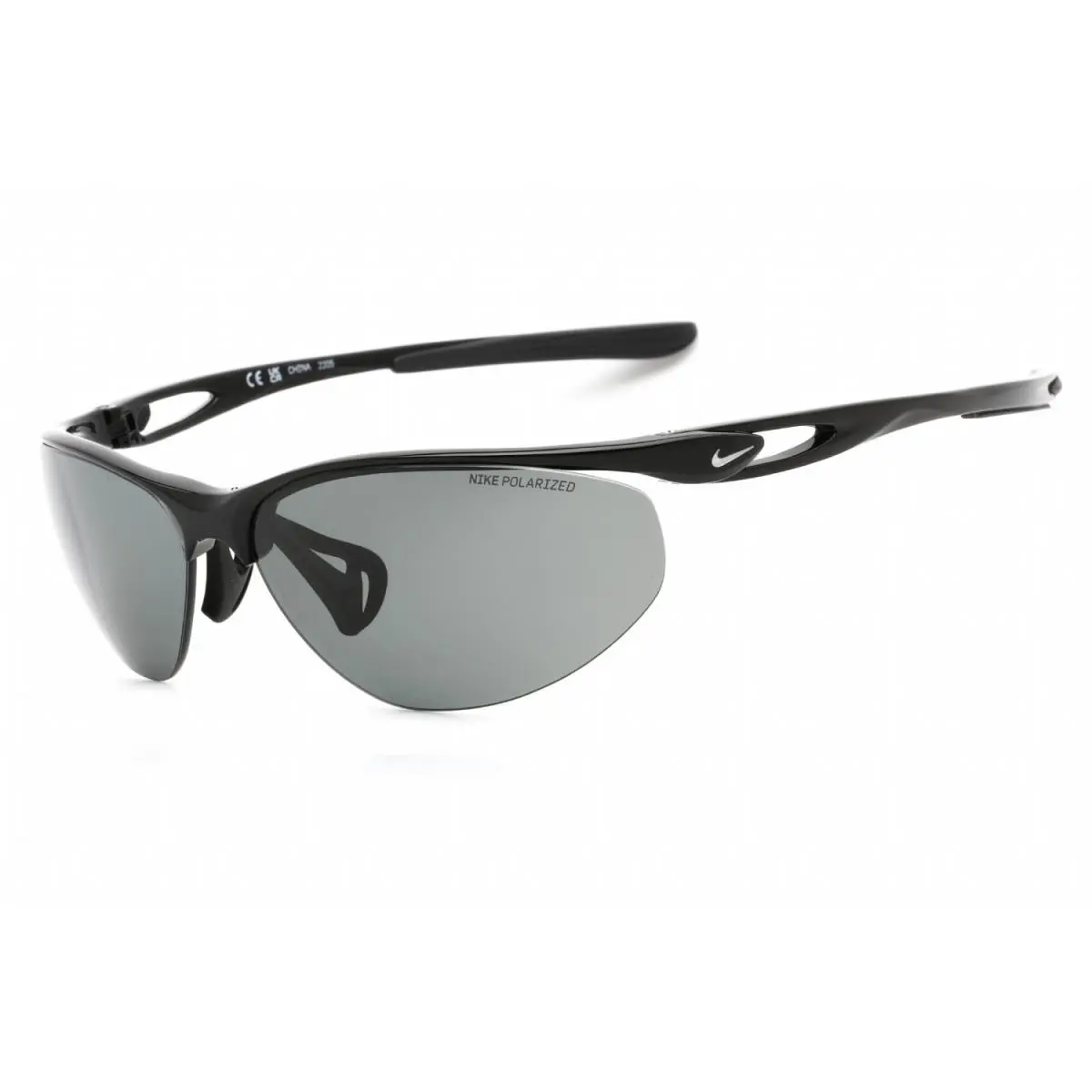 Nike Aerial P DZ7355 010 Sunglasses Black Frame Grey Polarized Lenses 69mm - Frame: Black, Lens: Gray