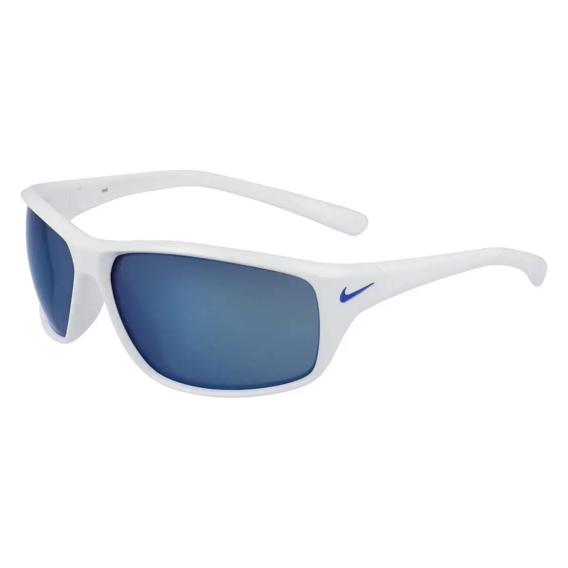 Nike EV1134 144 White Adrenaline MI Sunglasses with Blue Mirror Lenses - Frame: White, Lens: Blue Flash