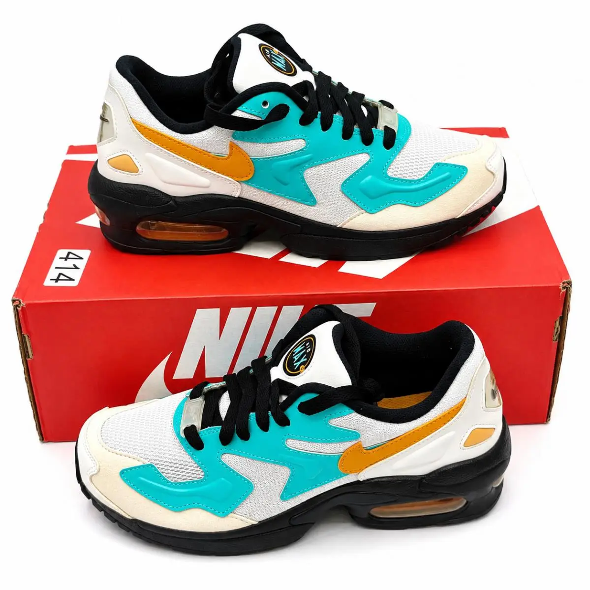 Nike Air Max2 Light Jaguars CJ7980-100 Running Shoes White Amber Rise Women’s - White-Amber Rise-Aurora Green