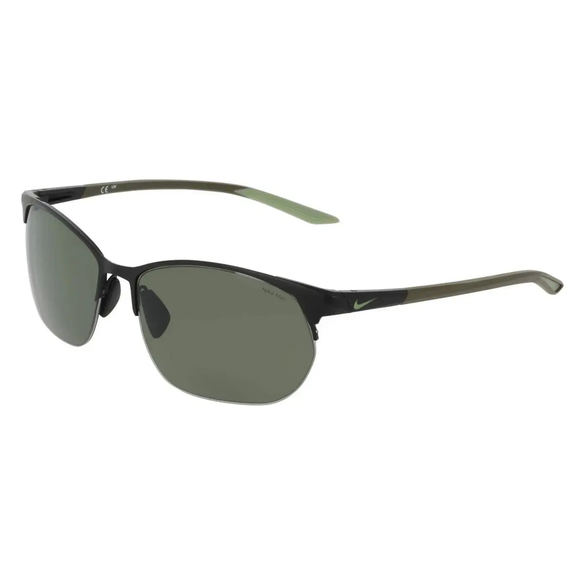 Nike IU3289X 011 Black Modern Metal Zone N Sunglass with Green Lenses