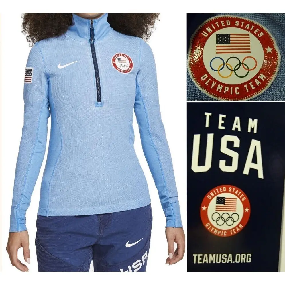 Acg Olympic Team Usa Zip Baselayer Top Shirt Wool Blend Women M by Nike