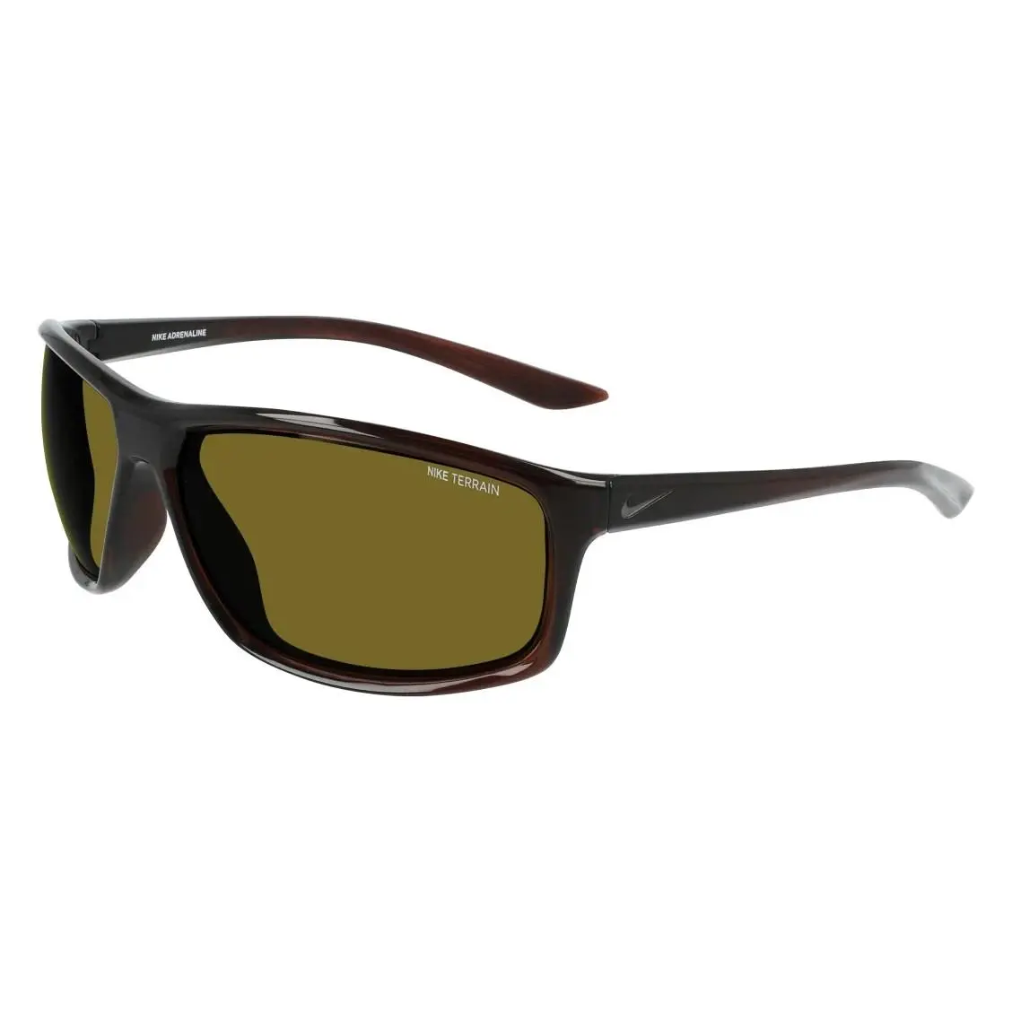 Nike CW4680 264 Basalt Brown Adrenaline-e Sunglasses with Terrain Tint Lens - Frame: Brown, Lens: Terrain Tint