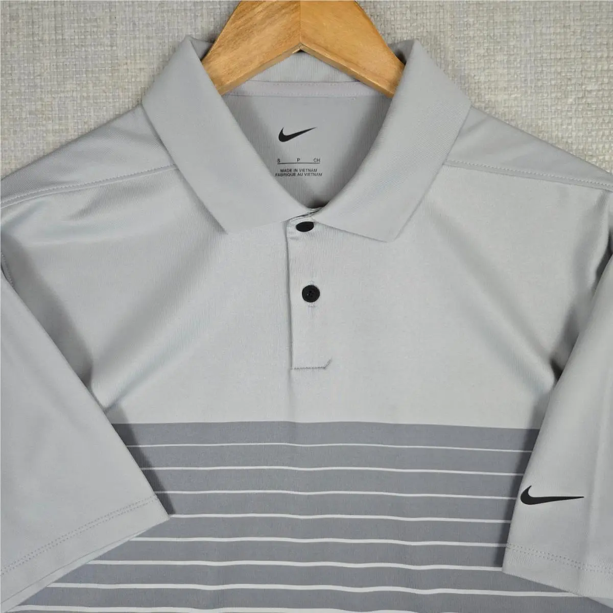 Nike Dri-fit Mens Performance Polo Shirt Size Small Gray Stripe Golf