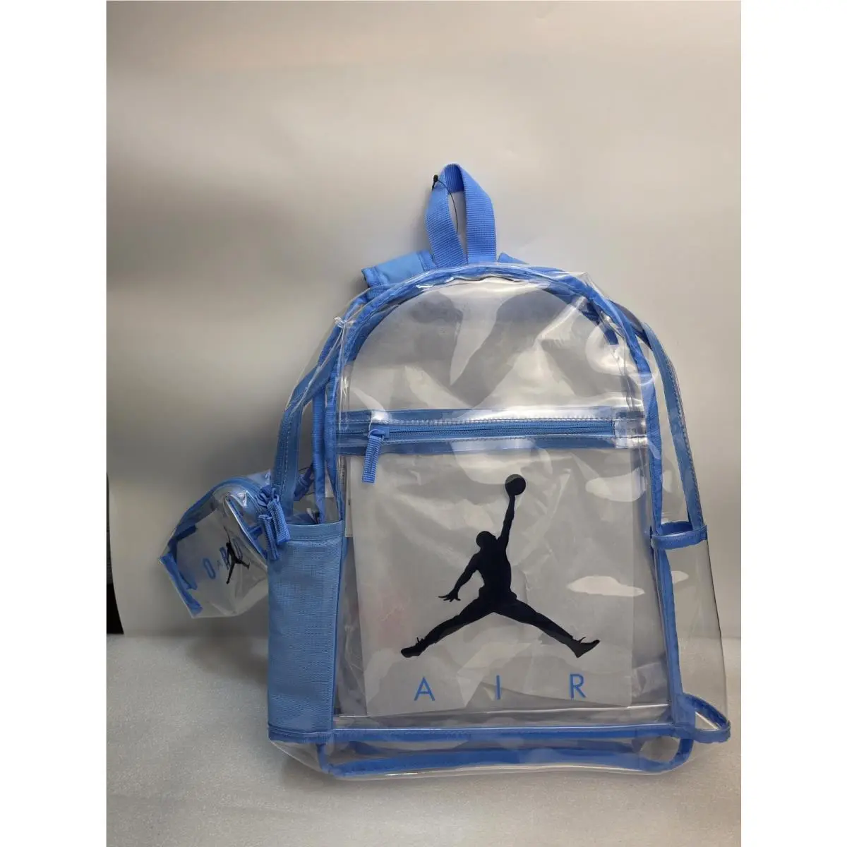 Unc 2PC Jordan Nike Clear 9A0771 18 Backpack Pencil Case Blue School Bag