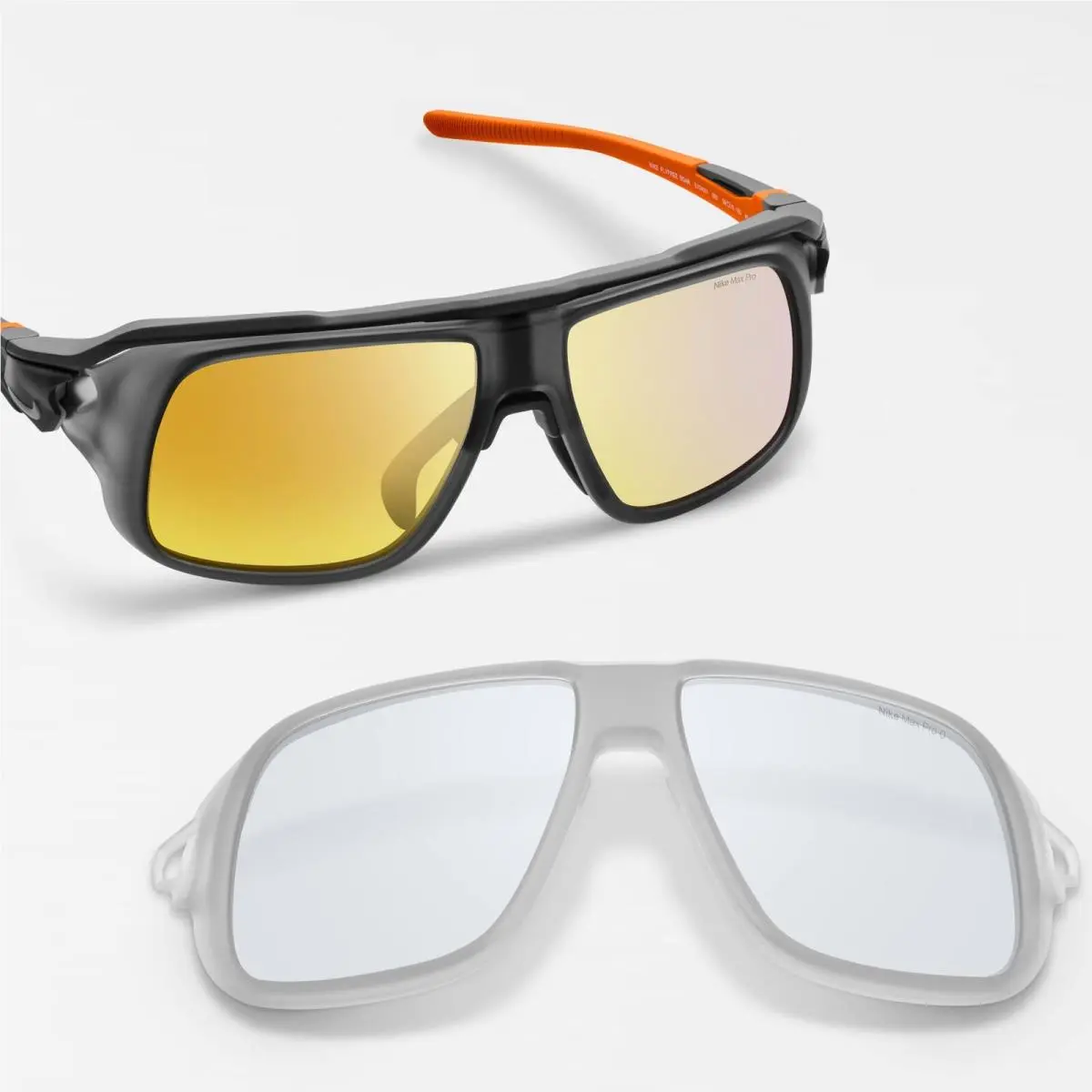 Nike EV24001 060 Anthracite Orange Flyfree Soar Sunglasses with Extra Lens - Frame: Anthracite & Orange, Lens: Gold Mirror & Clear