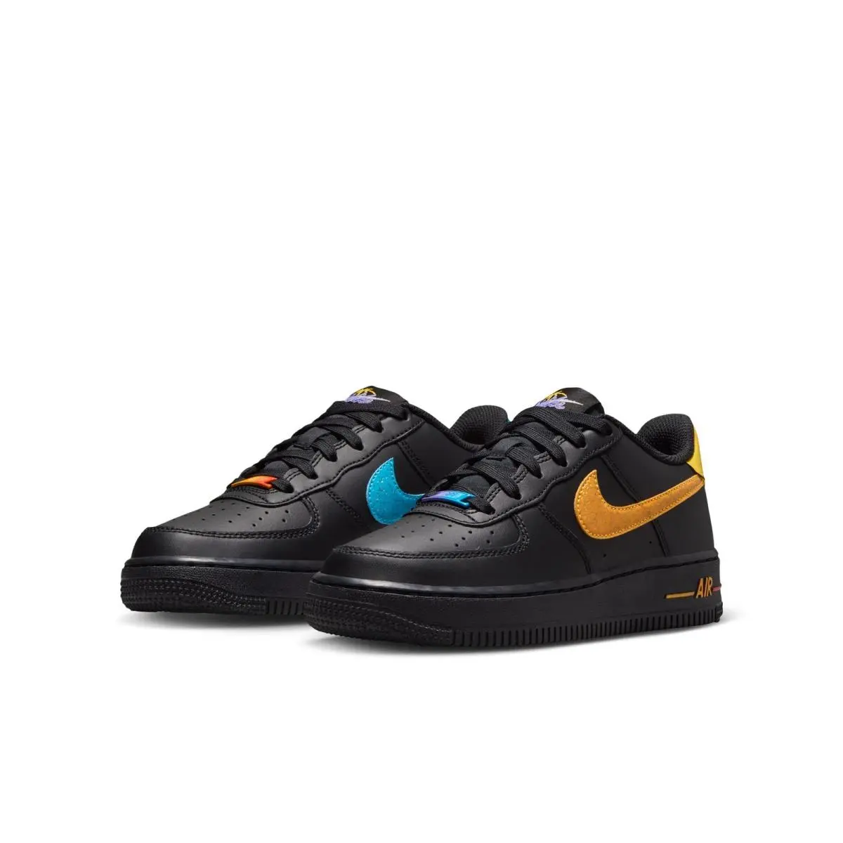 Kids Nike Air Force 1 IM7742-001 Black/action Grape-laser Orange Sneaker-size 6