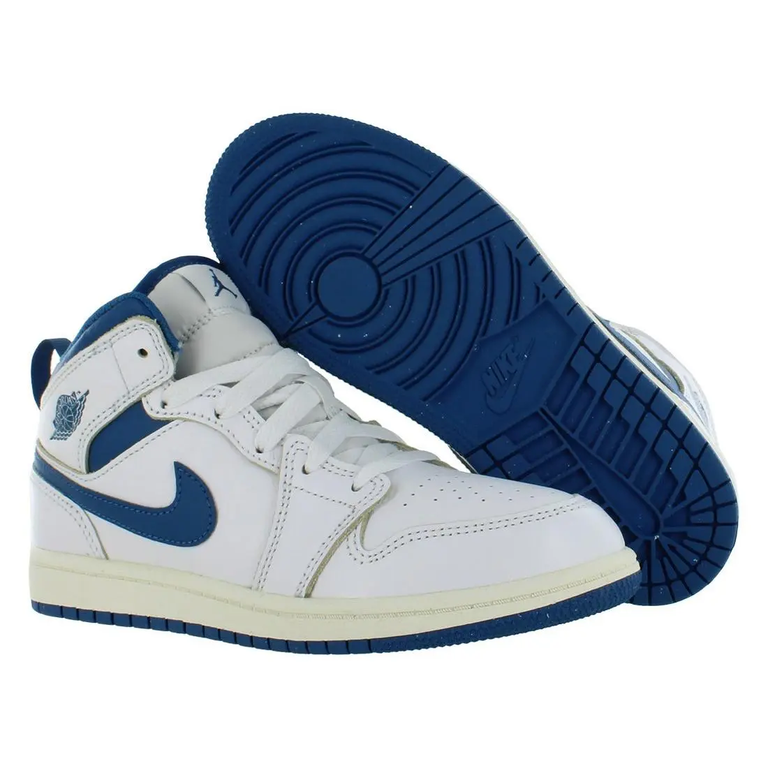 Nike Jordan 1 Mid SE PS Boys Shoes Size 1 Color: White/industrial Blue/sail