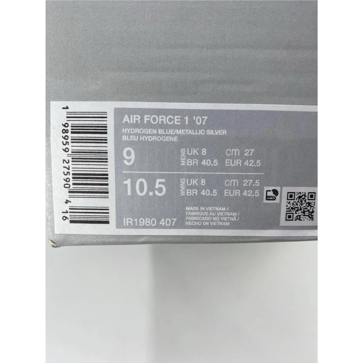 Nike shoes - Nike Air Force 1 - Air Force - IR1980 407 - Hydrogen Blue/Metallic Silver (UPC: 198959275904) 8